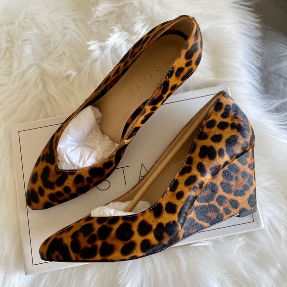 1. State Shoes - 1. State Kenya Maeve Leopard Calf-hair Wedge Heel
